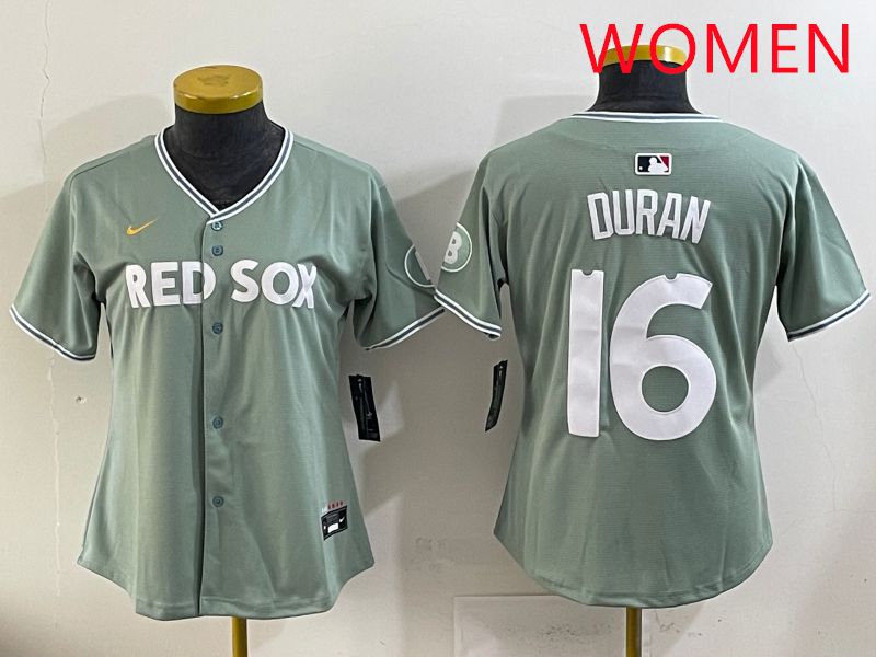 Women 2025 Boston Red Sox 16 Duran Light Green Joint Name Nike MLB Jersey style 11
